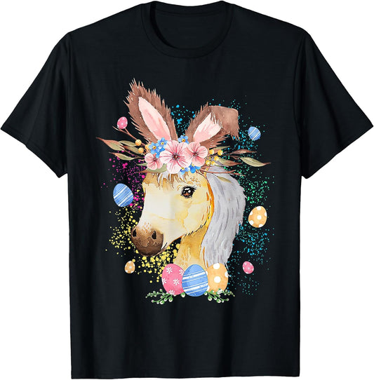 Happy Easter Bunny Horse funny Rabbit for Men Women Kids T-Shirt