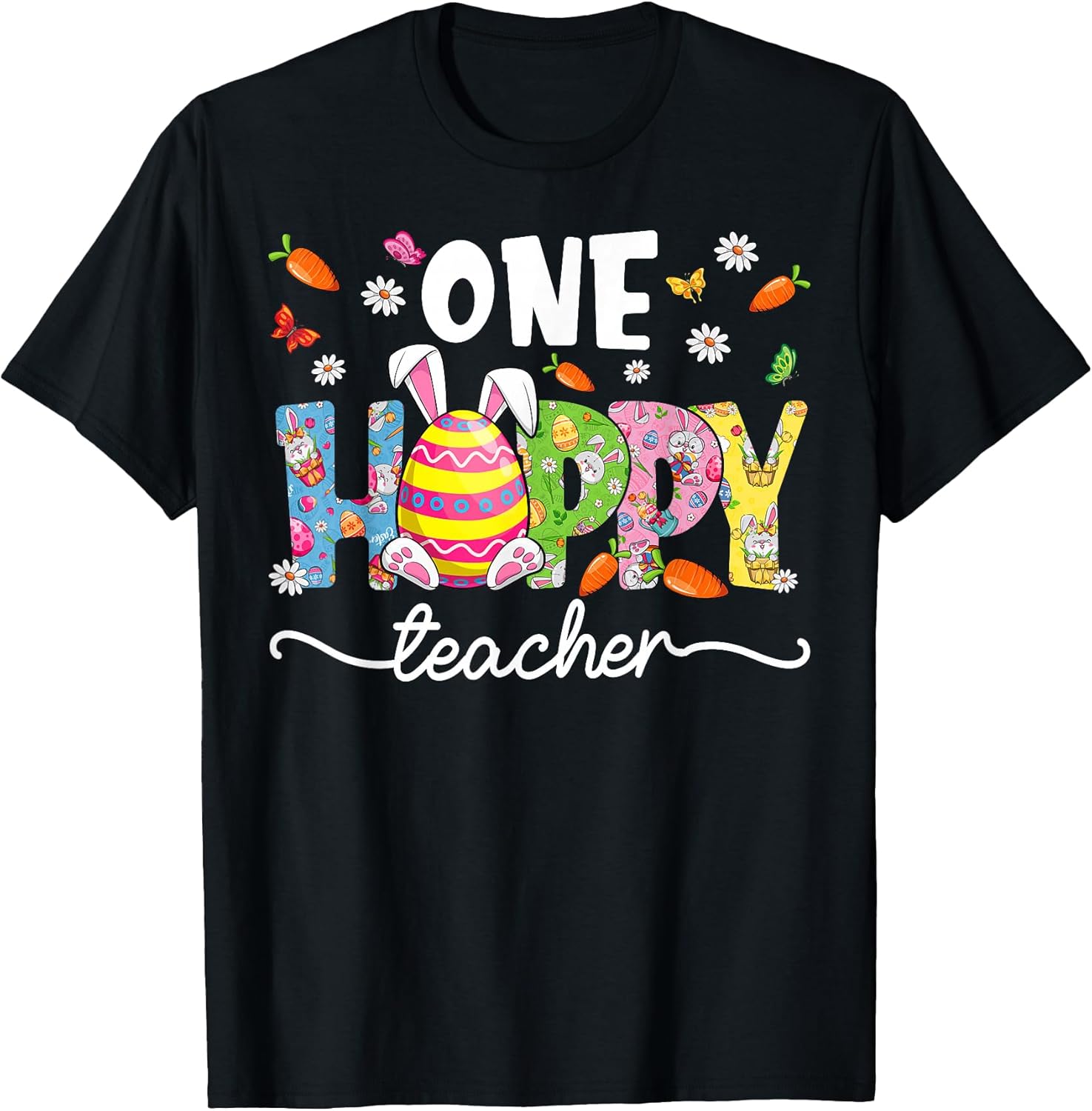 One Hoppy Teacher Bunny Ears Easter Eggs Easter Day Women T-Shirt