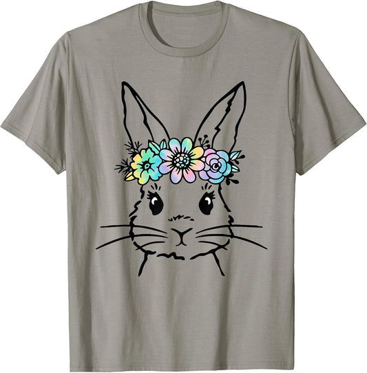 Cute Bunny Face Tie Dye Rabbit Easter Day Women Girls Kids T-Shirt