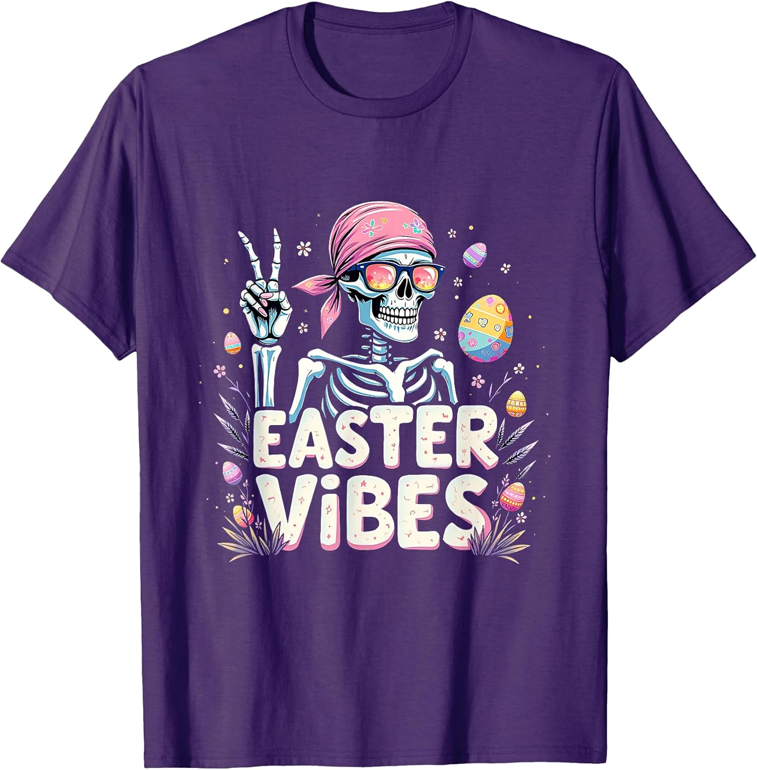Funny Easter Vibes Pastel Skeleton Hippie Aesthetic Costume T-Shirt