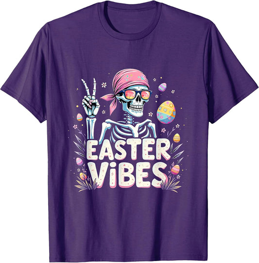 Funny Easter Vibes Pastel Skeleton Hippie Aesthetic Costume T-Shirt