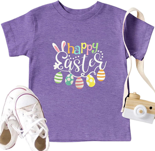 Easter Shirts for Toddlers Boys Girls Cute Bunny Graphic Tee Kids Happy Easter Rabbit T-Shirts Baby Short Sleeve Tops