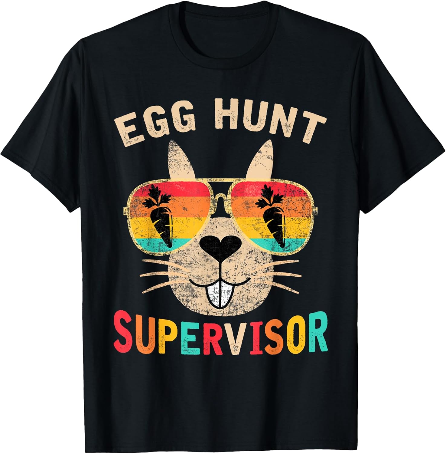 Egg Hunt Supervisor Retro Egg Hunting Party Mom Dad Easter T-Shirt