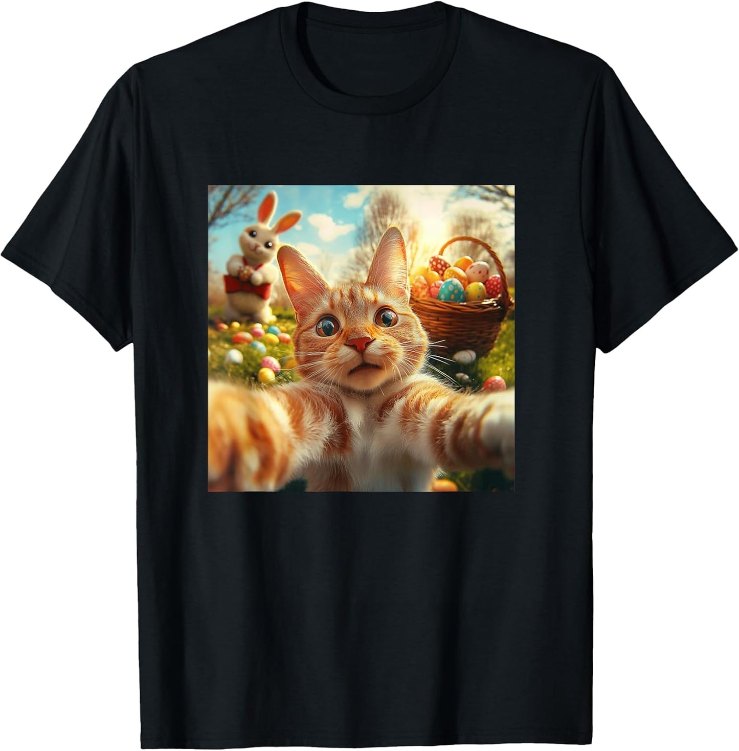 Funny Cat Selfie Women Girls Boys Kids Easter T-Shirt
