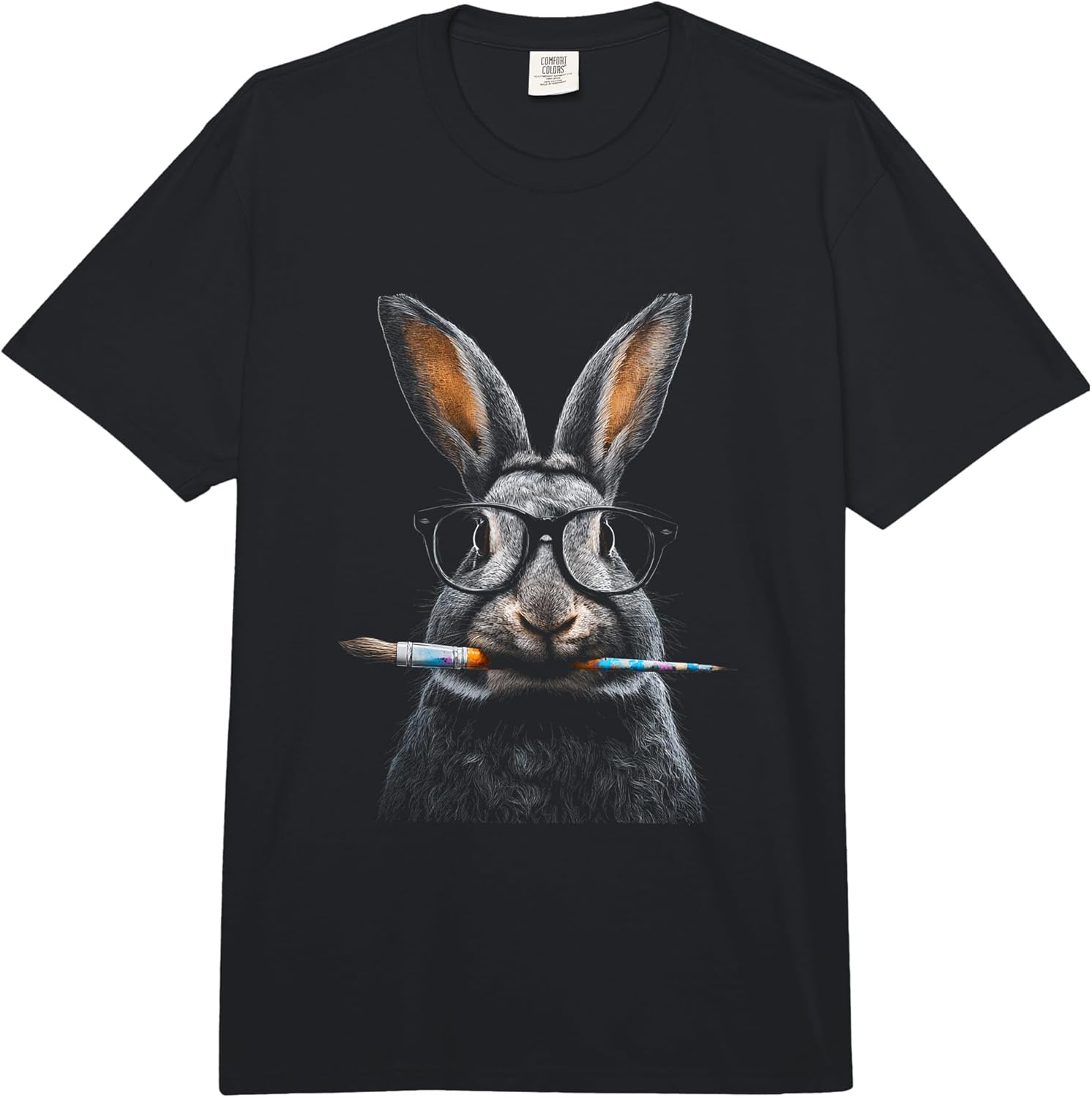Easter Bunny Holding A Paintbrush with Pastel Paint Comfort Colors Adult Heavyweight T-Shirt