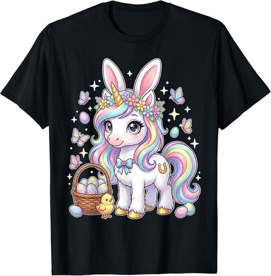 Cute Easter Unicorn Bunny Fantasy Easter Egg Hunt Girls Kids T-Shirt