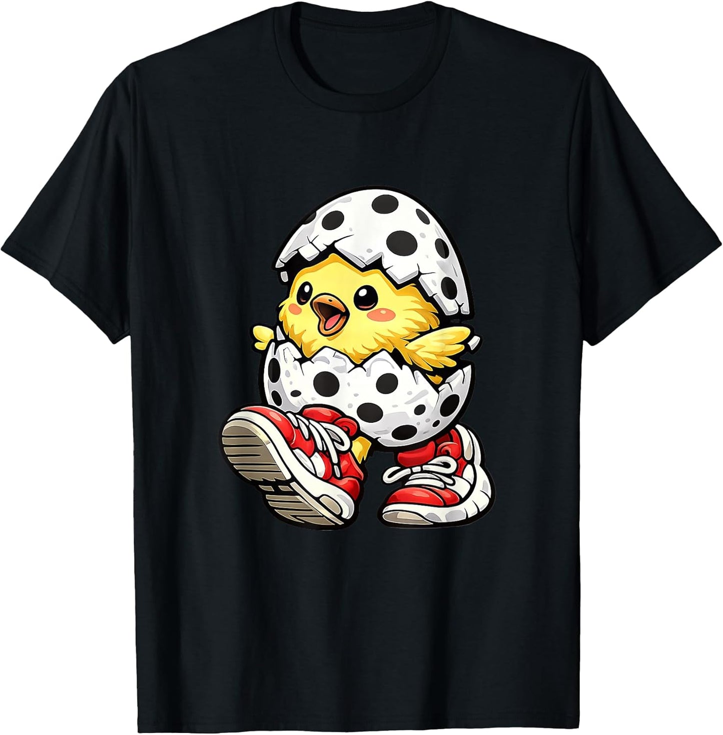 Cute Easter Chick Hatching from Polka Dot Egg T-Shirt