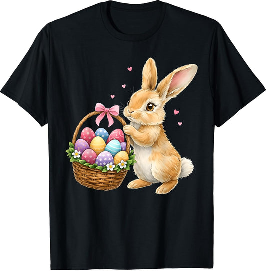 Happy Easter Bunny Eggs Basket Cute Rabbit Men Women Kids T-Shirt