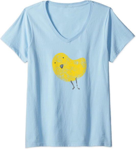 Womens Vintage Chick Easter T Shirt - Cute Baby Chick Tee Gift V-Neck T-Shirt