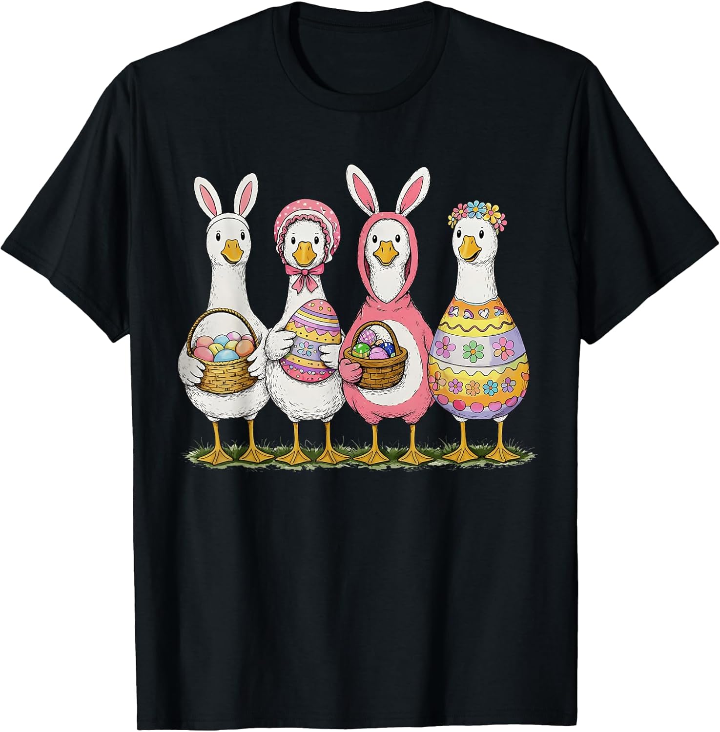 Happy Easter Bunny Goose Spring Holiday Women Girl Kids T-Shirt