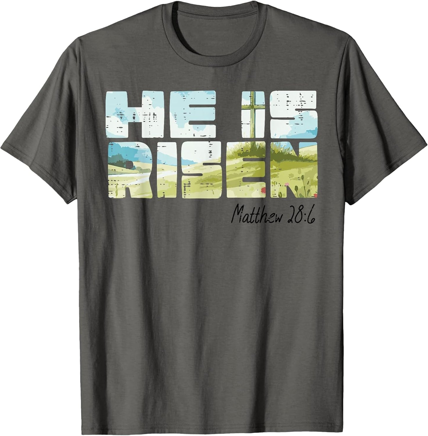 Easter He is Risen Cross Hill Jesus Religious Men Women Kids T-Shirt