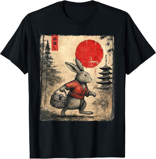 Vintage Anime Rabbit Art Japanese Easter Bunny Graphic Tee T-Shirt