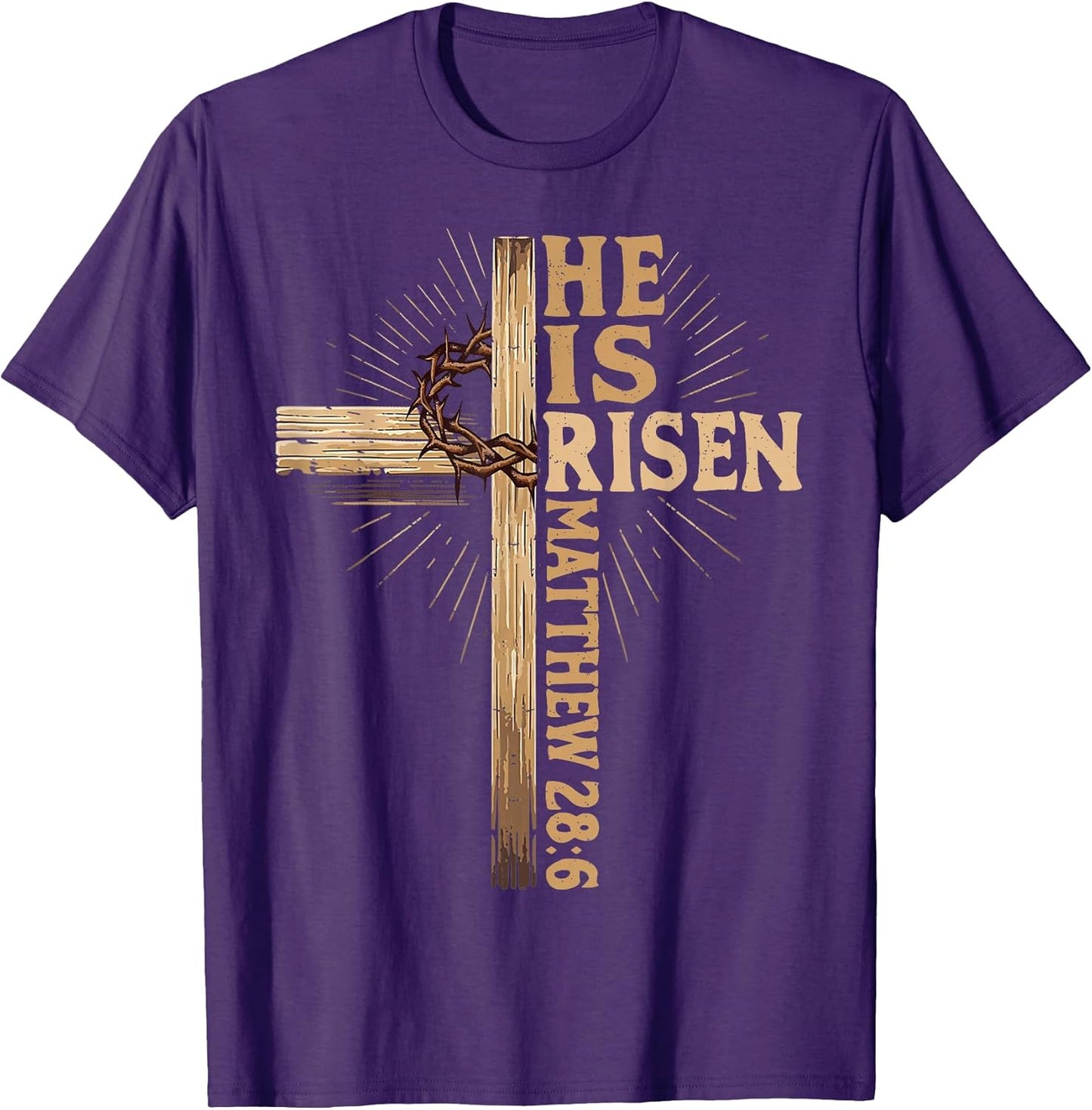 He Is Risen Christian Easter Jesus Religious Vintage Cross T-Shirt