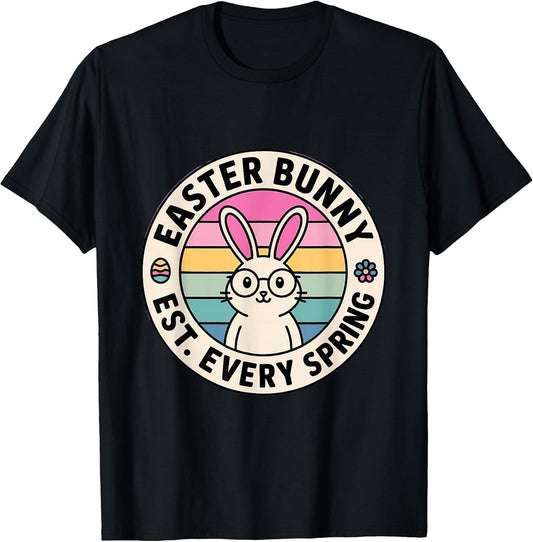 Easter Bunny Est Every Spring Retro Pastel T-Shirt