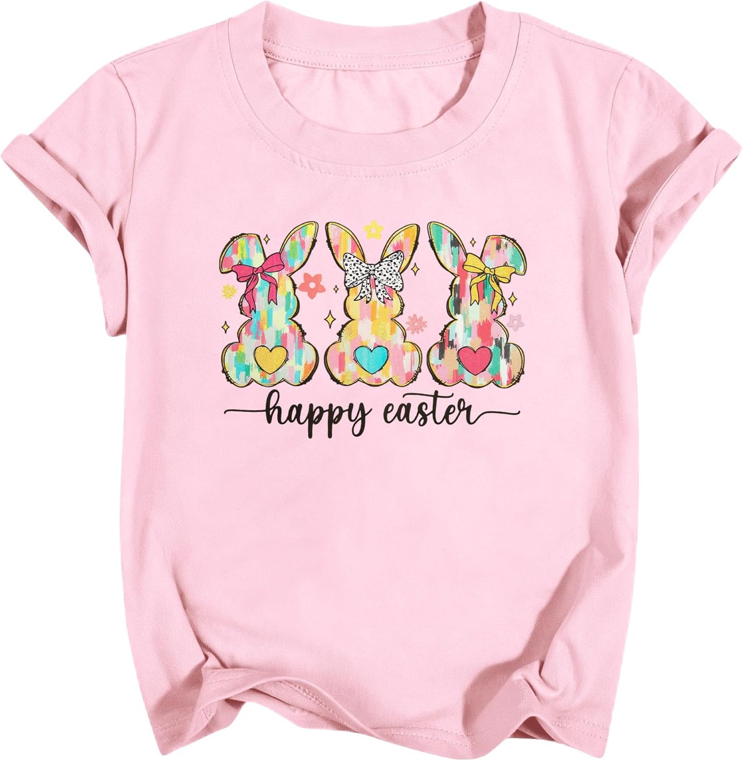 Happy Easter Shirts for Girls Easter Bunny Graphic Tee Toddler Easter Shirt Kids Easter Outfit Vacation Clothes