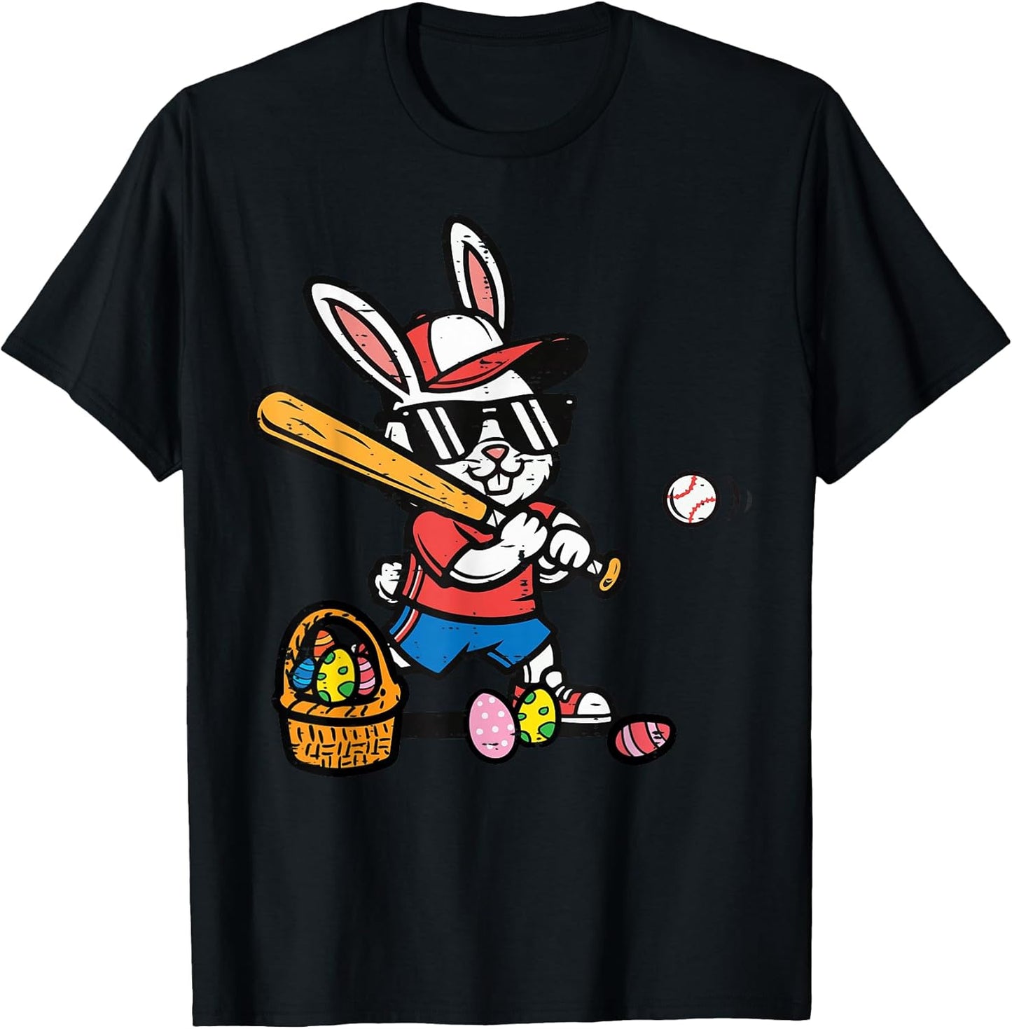 Easter Bunny Baseball Player Batter Rabbit Boys Kids Men T-Shirt