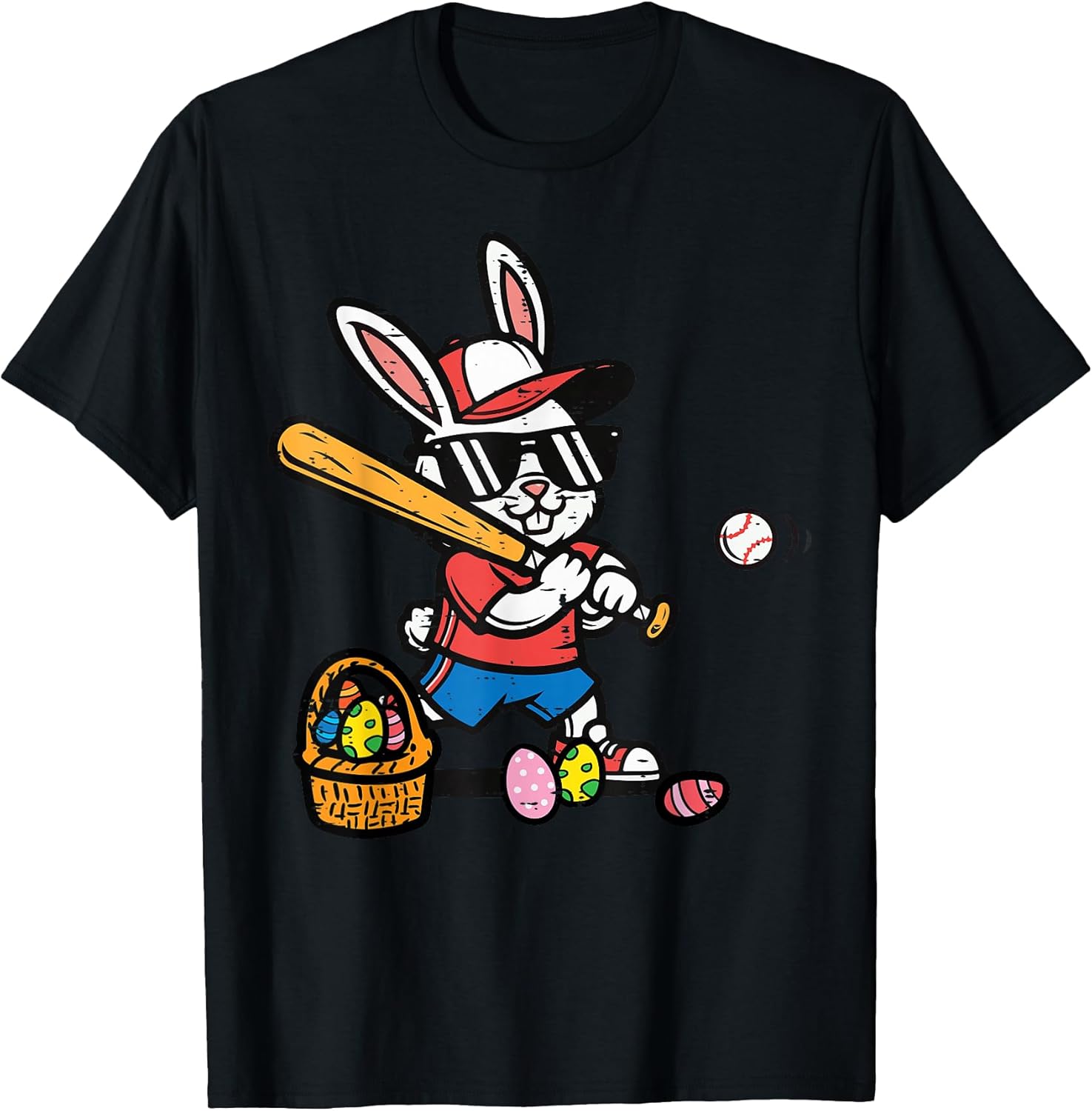 Easter Bunny Baseball Player Batter Rabbit Boys Kids Men T-Shirt