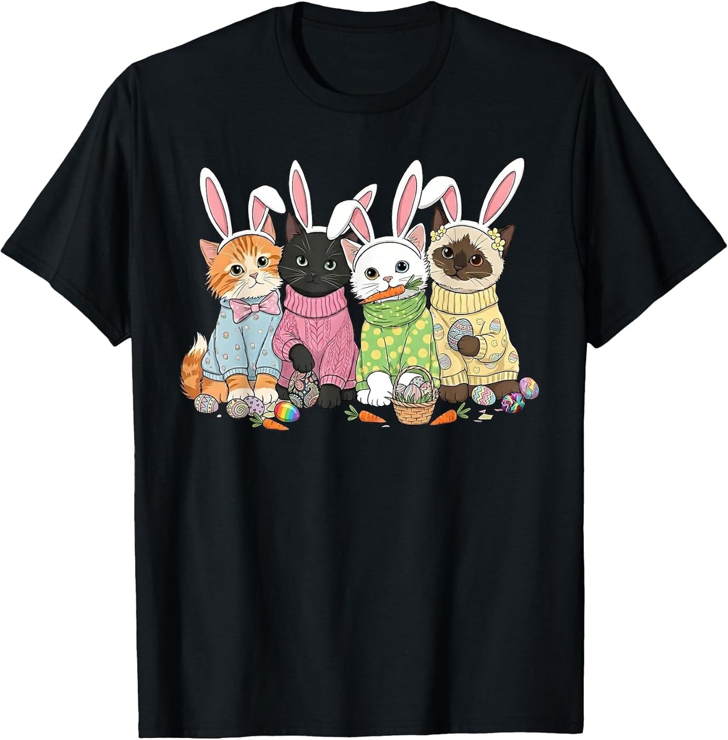 Cute Cats Bunny Ears Kitten Squad Egg Hunt Easter Day T-Shirt