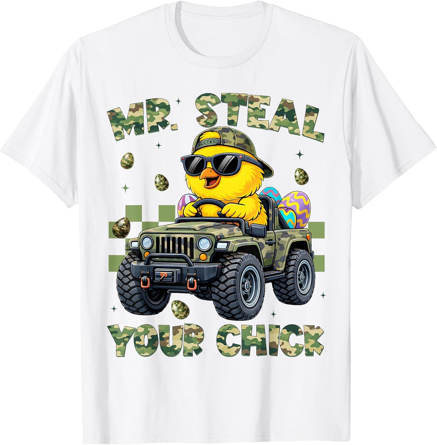 Mr Steal Your Chicks Chicken Truck Camo Easter Bunny Men T-Shirt