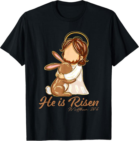 Easter Bunny He is Risen Jesus Christian Men Women Kid Teen T-Shirt