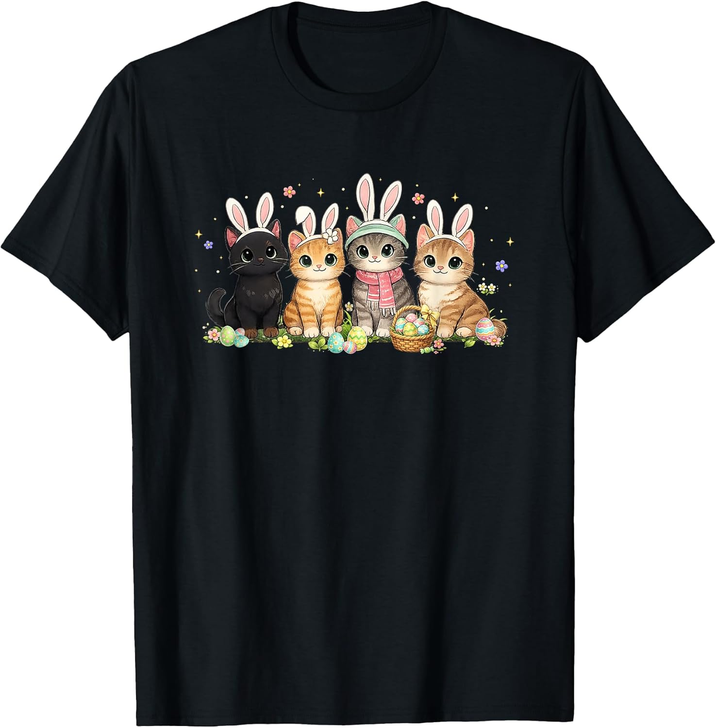 Funny Easter Cats Ears Bunny Eggs Spring Women Men Kids T-Shirt