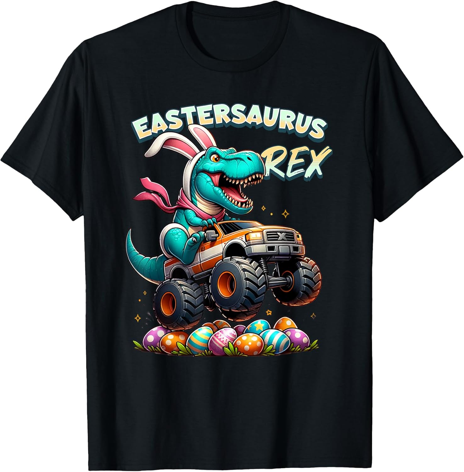 EasterSaurus Rex Easter Bunny T-Rex Dinosaur Monster Truck T-Shirt