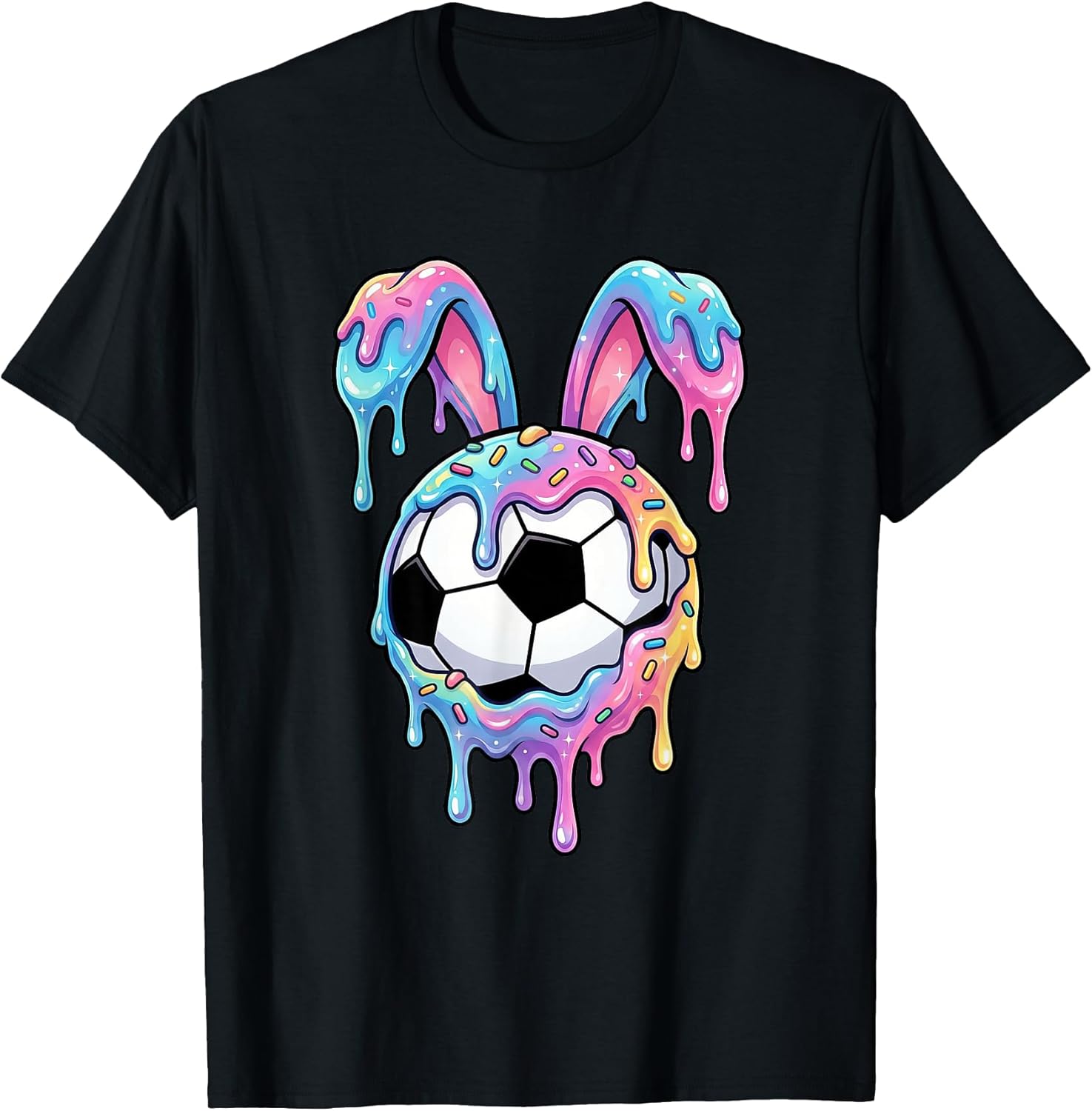 Soccer Easter Ice-Cream Drip Bunny-Ears Men Women Teens T-Shirt