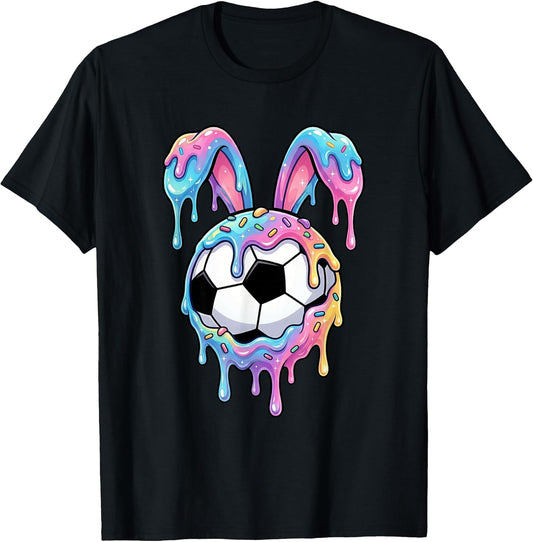 Soccer Easter Ice-Cream Drip Bunny-Ears Men Women Teens T-Shirt