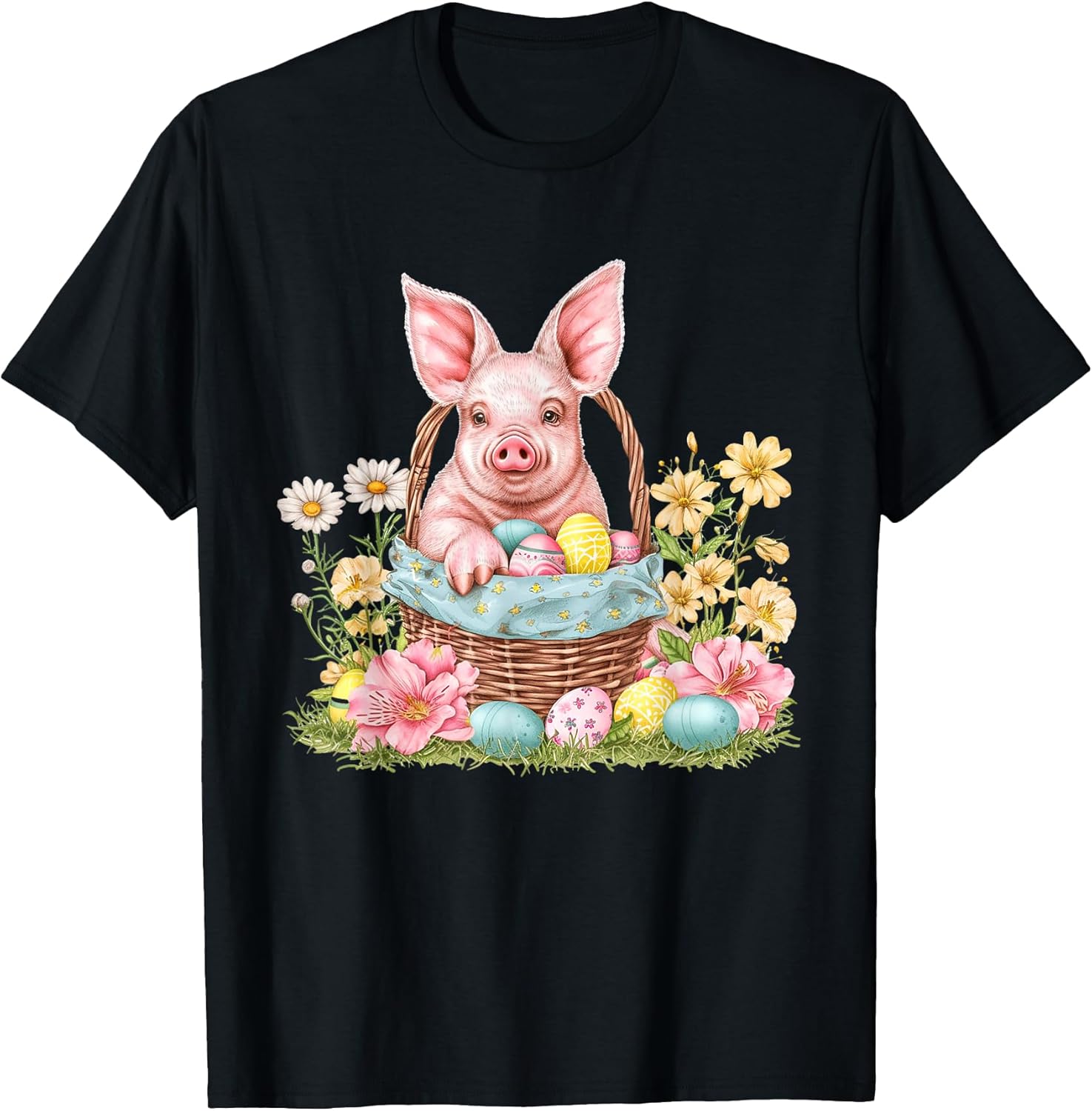 Pig Easter Pig Bunny Ears Graphic T-Shirt