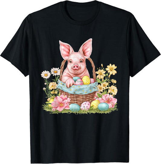 Pig Easter Pig Bunny Ears Graphic T-Shirt