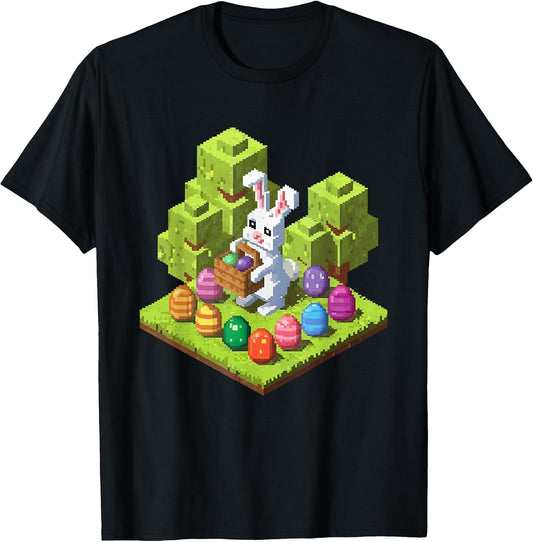 Pixel Easter Bunny Video Gamer Egg Hunting Fun Boy Kid T-Shirt