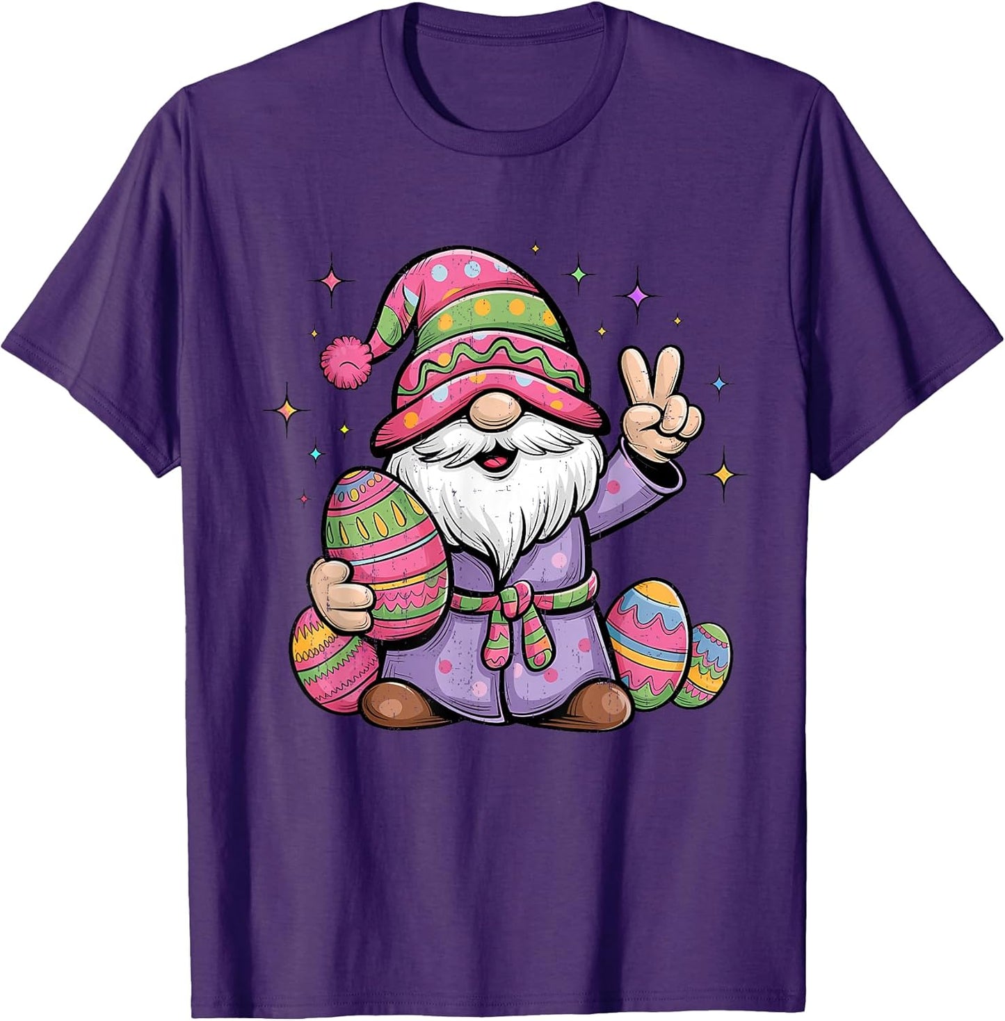 Happy Easter Day 2025 Bunny Gnome Hug Easter Eggs Women Girl T-Shirt
