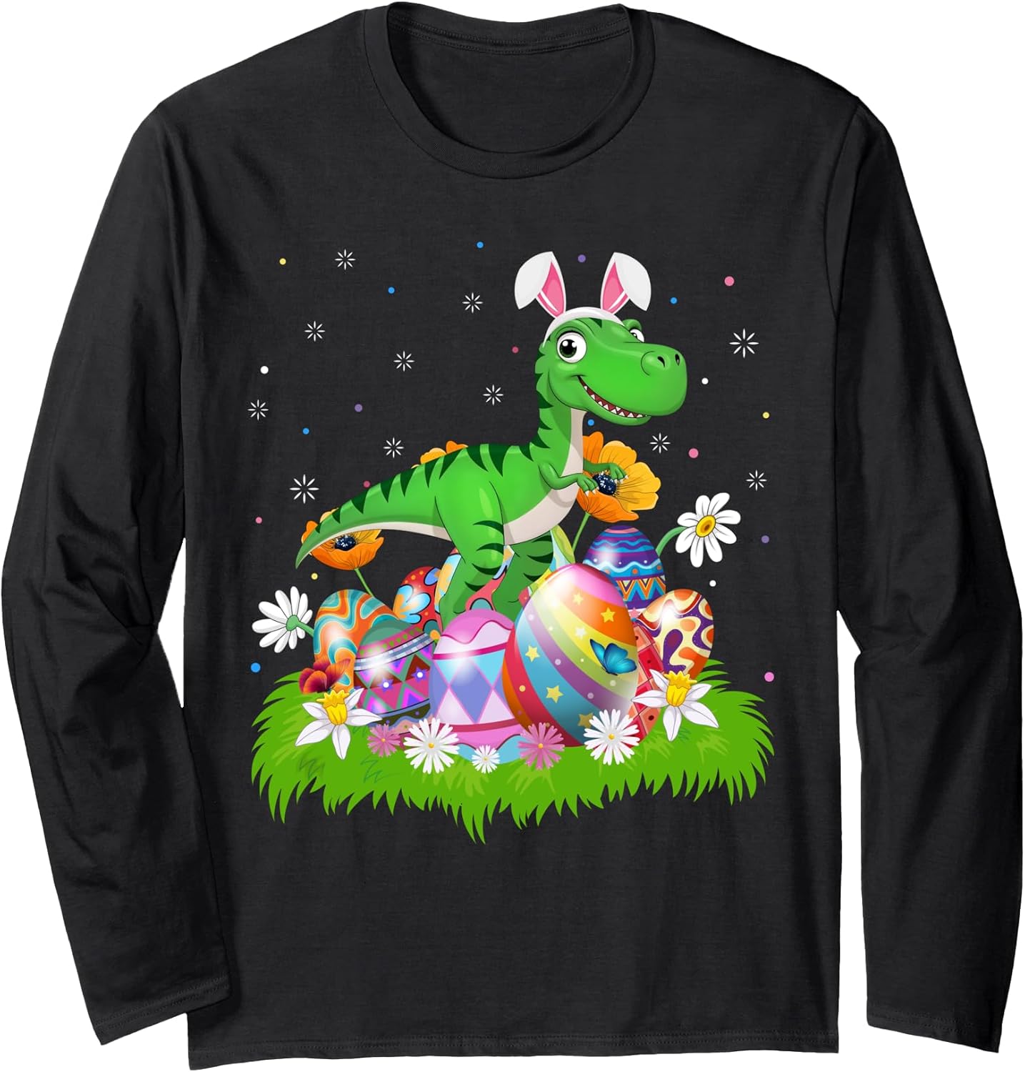 Dinosaur Easter Egg Hunt Bunny Ear Dinosaur Easter Sunday Long Sleeve T-Shirt