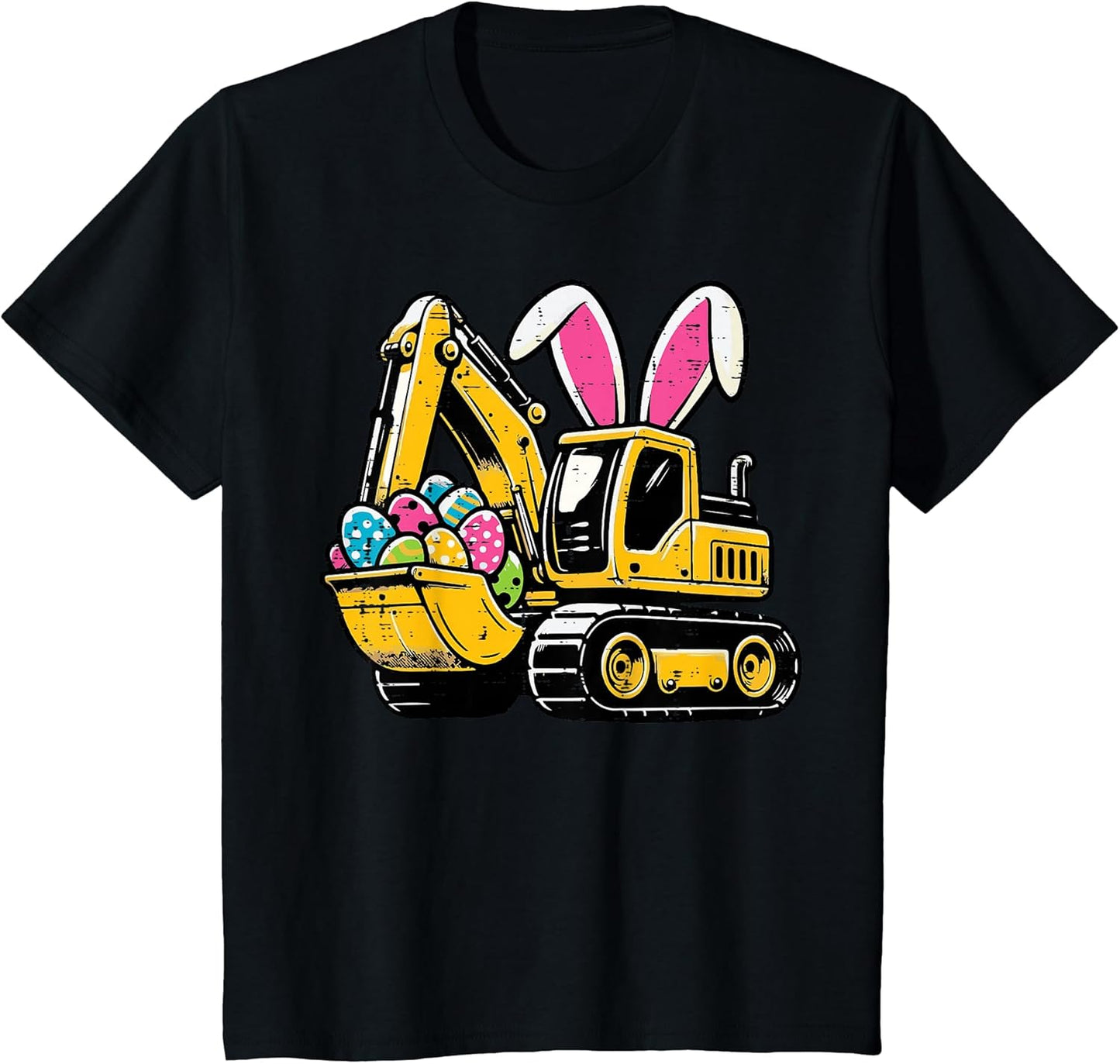 Kids Easter Excavator Bunny Ears Construction Toddler Boys Kids T-Shirt