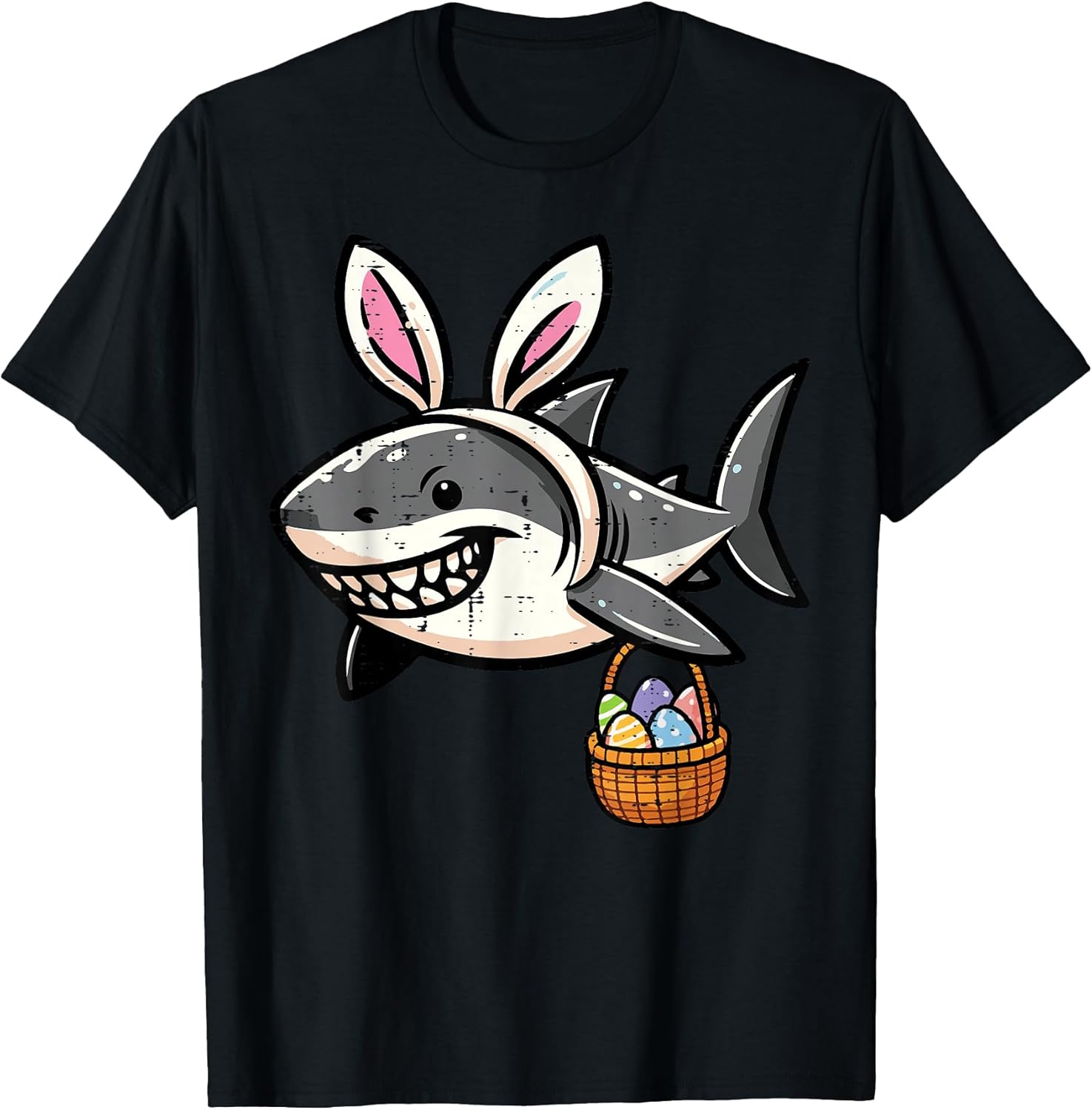 Easter Shark Bunny Ears Egg Basket Cute Boys Kids Youth Men T-Shirt