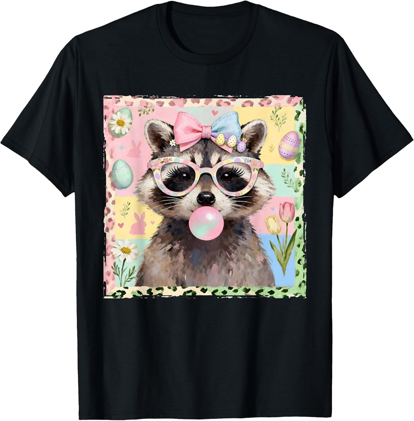 Funny Easter Bunny Raccoon Egg Hunter Lover Bubblegum Girly T-Shirt