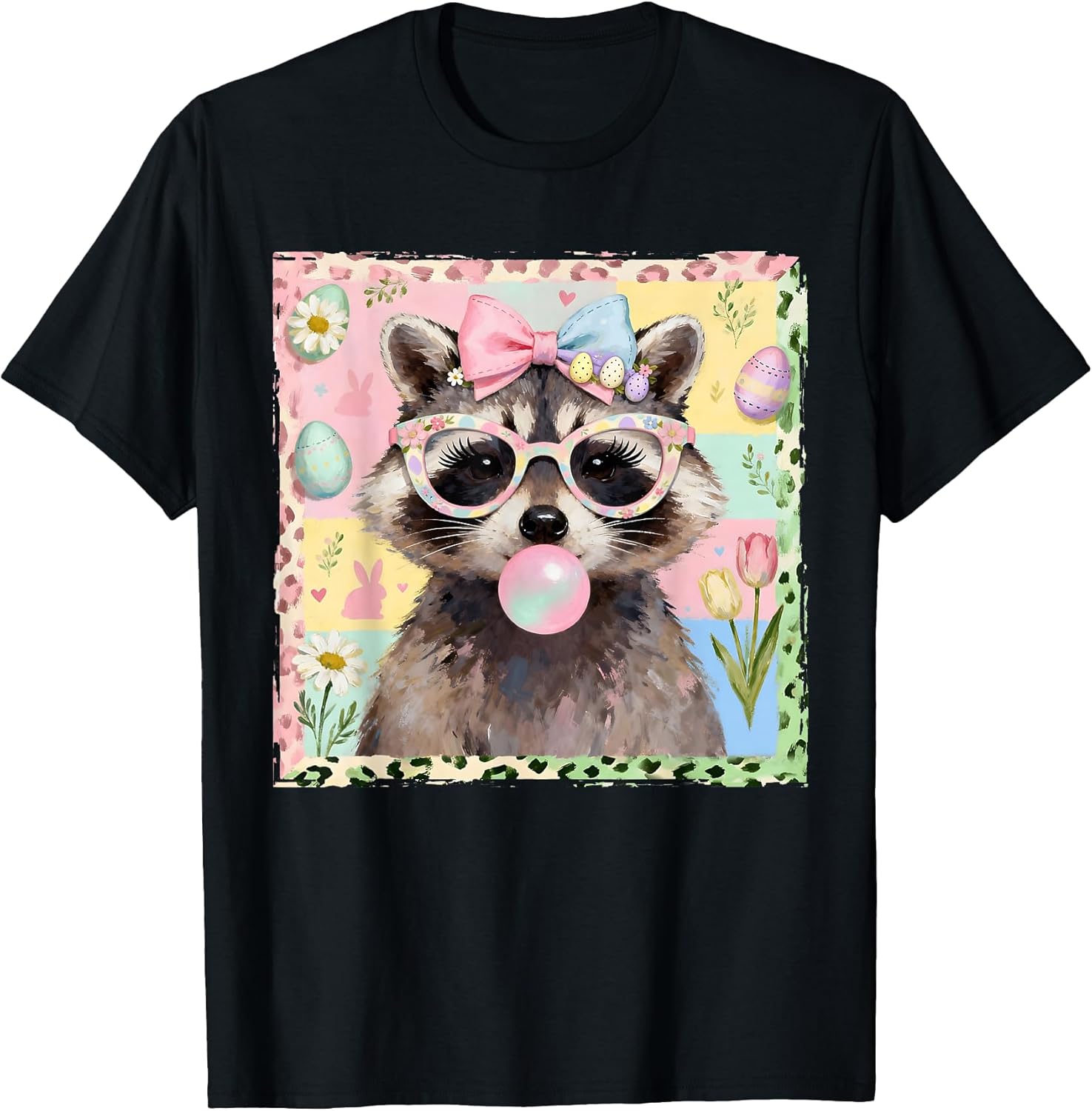 Funny Easter Bunny Raccoon Egg Hunter Lover Bubblegum Girly T-Shirt