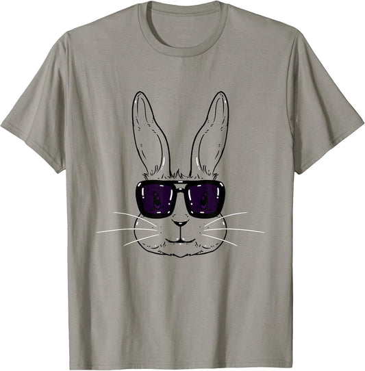 Bunny Face with Sunglasses Easter Day for Boys Men Kids T-Shirt Small