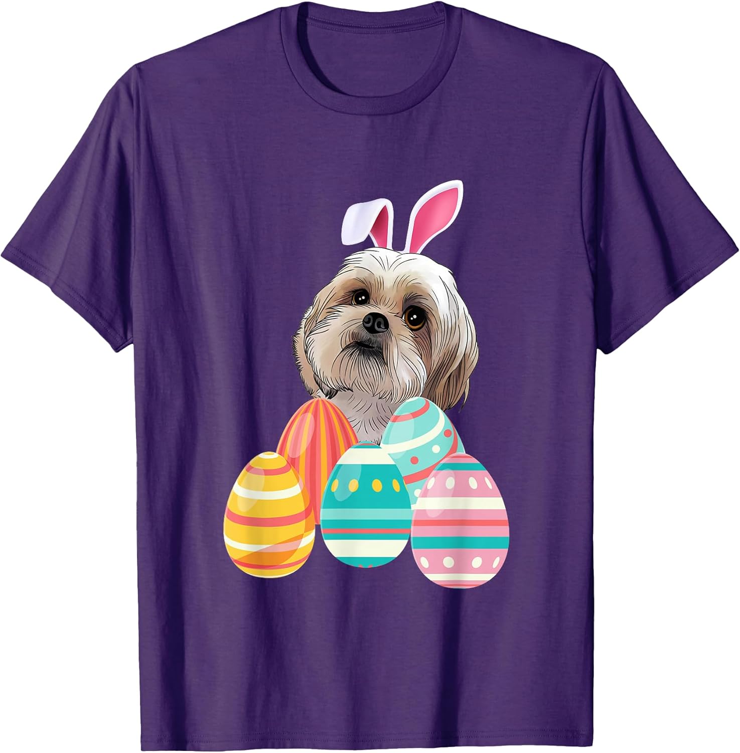 Easter Shih Tzu Bunny Ears & Eggs Funny Gift T-Shirt