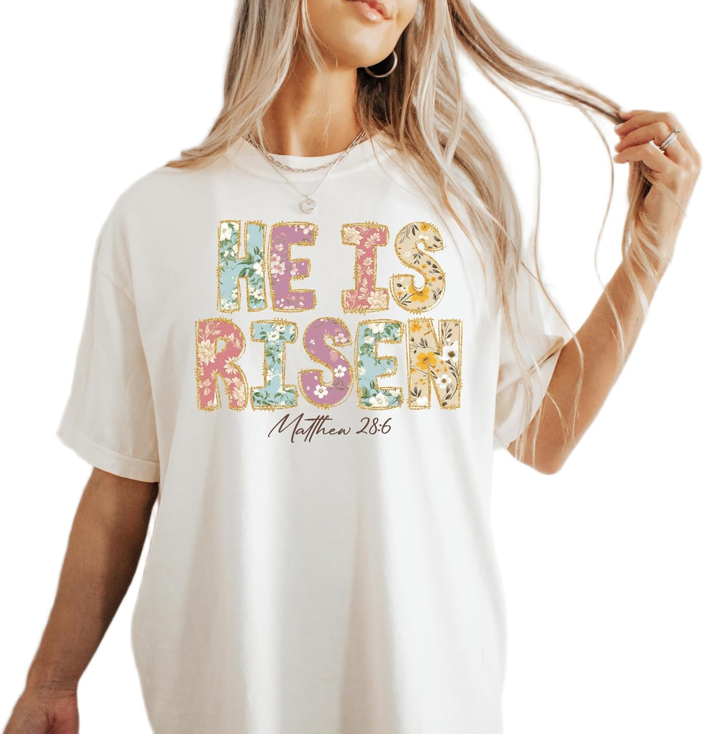 He is Risen Floral Comfort Colors T-Shirt – Matthew 28:6 Easter Design
