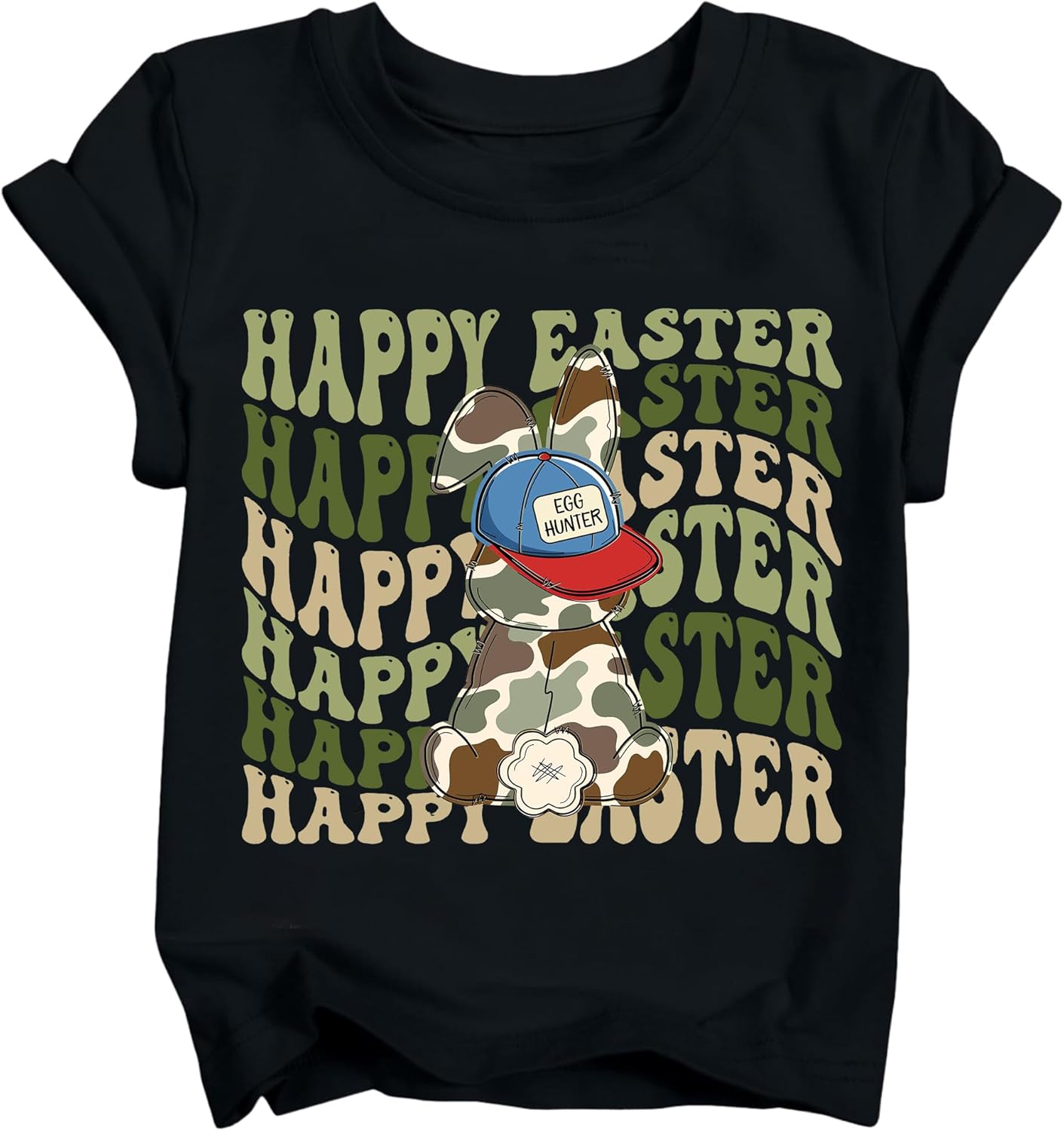 Easter Shirts for Boys Toddler Bunny Rabbit Egg Hunter T-Shirt Kids Funny Lettering Graphic Tee Tops 2026 (3T-10T)