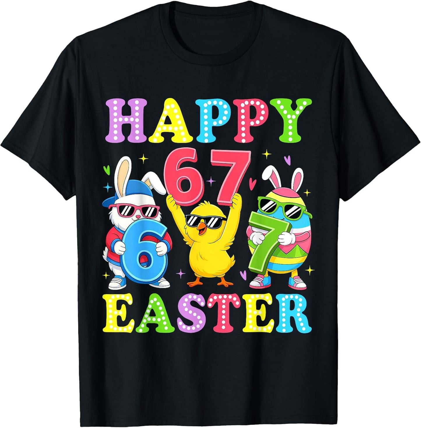 Happy Easter 67 Meme Dabbing Bunny Chick Egg Six Seven Kids T-Shirt