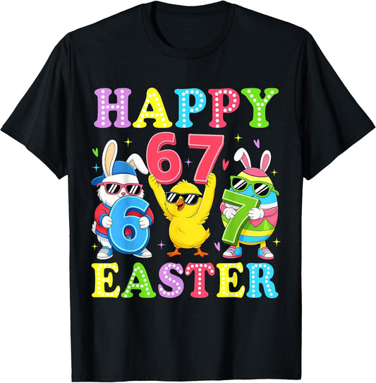 Happy Easter 67 Meme Dabbing Bunny Chick Egg Six Seven Kids T-Shirt