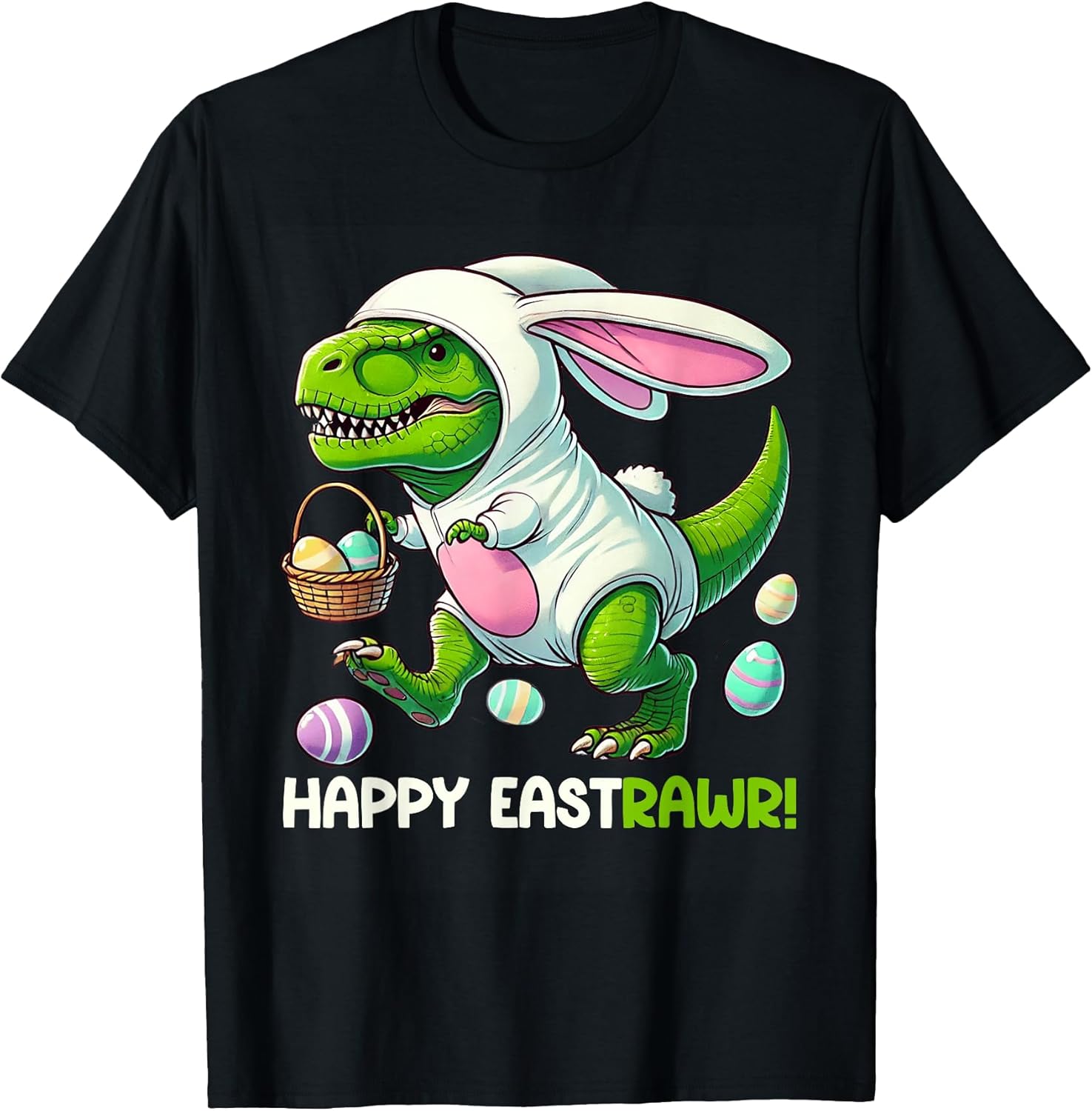 Easter T-rex Bunny Ears Funny Dinosaur Costume Kids Boys T-Shirt