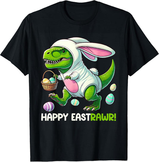 Easter T-rex Bunny Ears Funny Dinosaur Costume Kids Boys T-Shirt