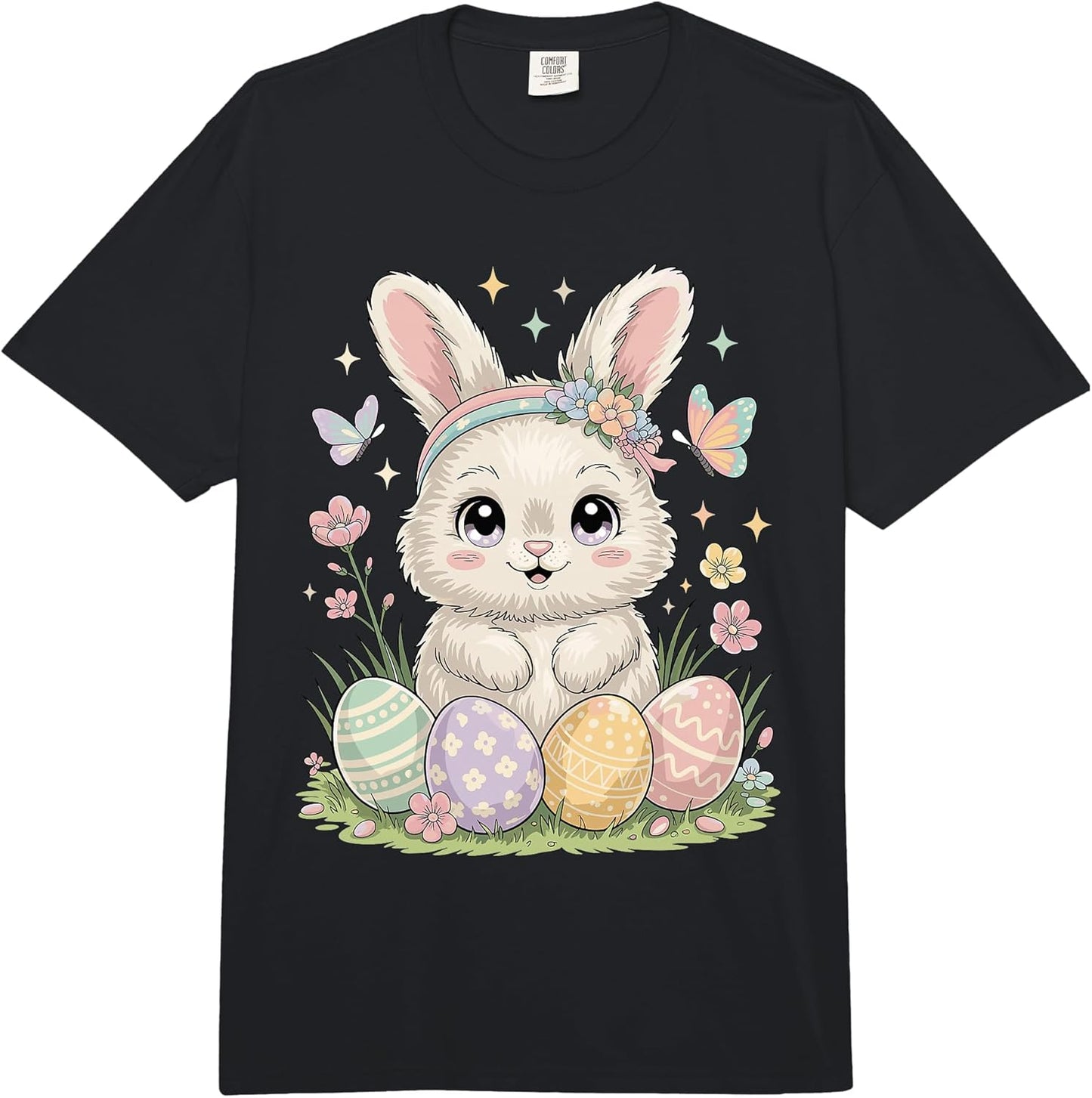 Pastel Paint Rabbit Easter Bunny Eggs Rabbits Comfort Colors Adult Heavyweight T-Shirt