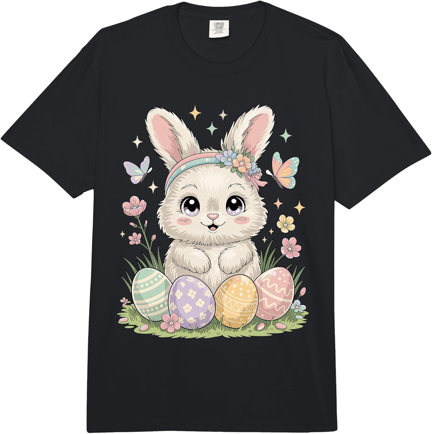 Pastel Paint Rabbit Easter Bunny Eggs Rabbits Comfort Colors Adult Heavyweight T-Shirt