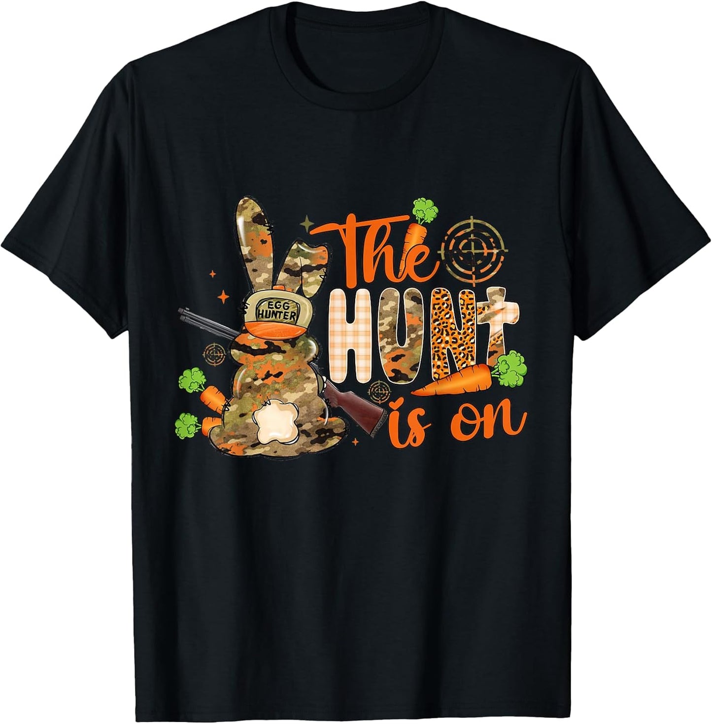 The Hunt is On Bunny Christian Easter Camo Eggs Carrot T-Shirt