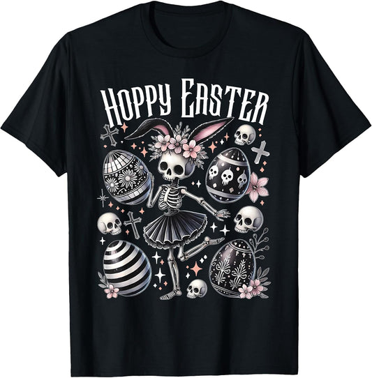 Hoppy Easter Bunny Skeleton Dancing Spooky Easter Gothic T-Shirt