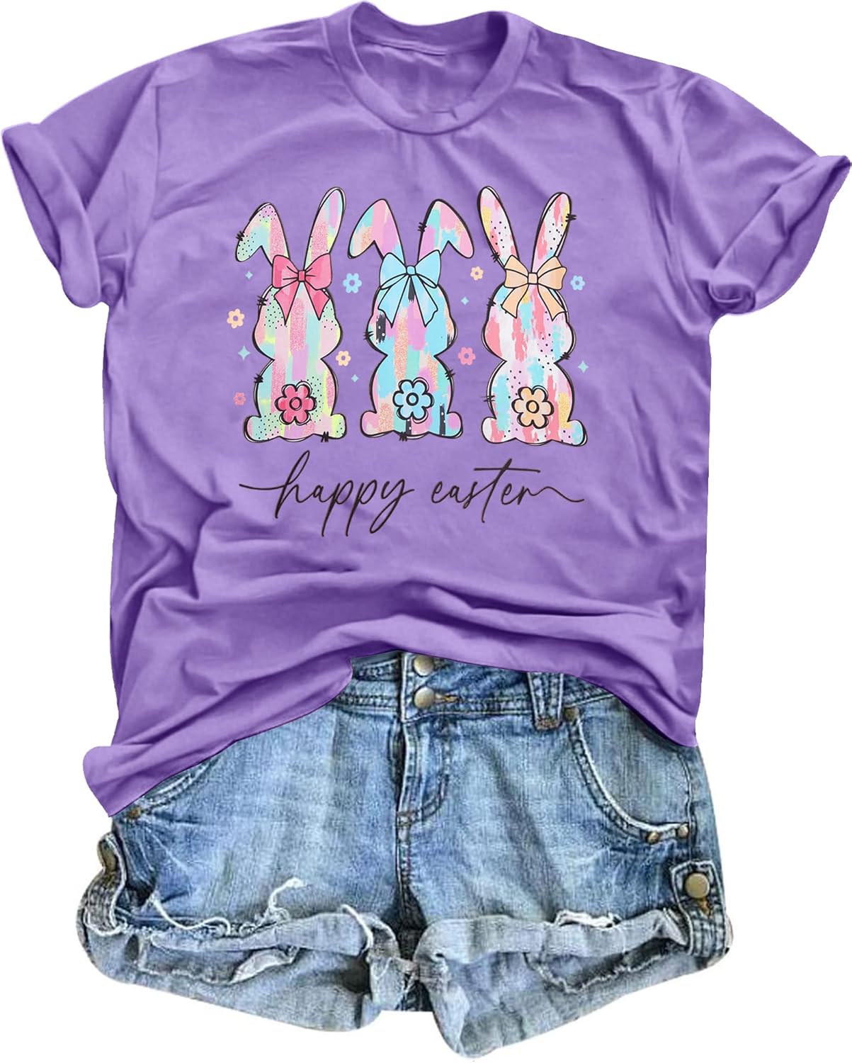 Easter Shirts for Women: Happy Easter Shirts Bunny Shirt Cute Rabbit Graphic Tshirt Casual Short Sleeve Tee Tops